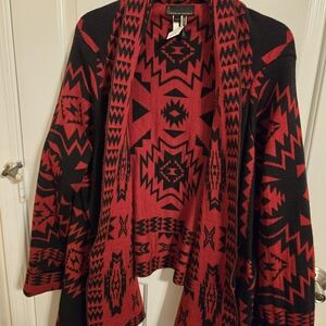 i jeans by Buffalo Red and Black Patterned Cardigan